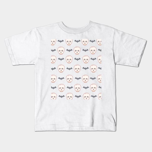 Cute Simple Halloween 2020 Skull Bat Pattern Gift Kids T-Shirt by zedonee